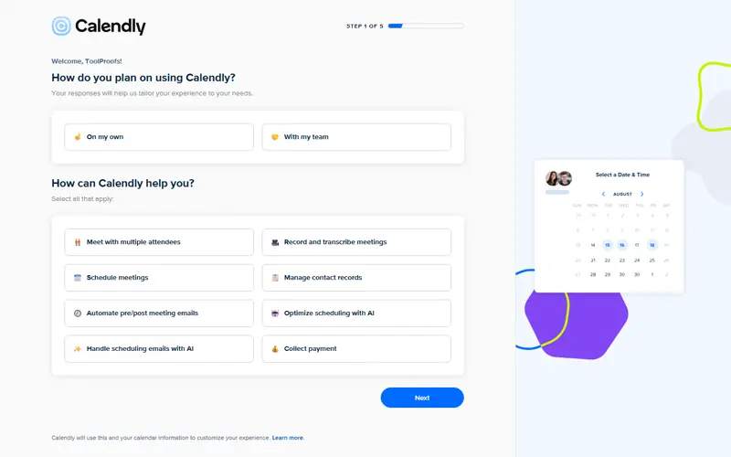 Logged-in state after confirmation (onboarding)