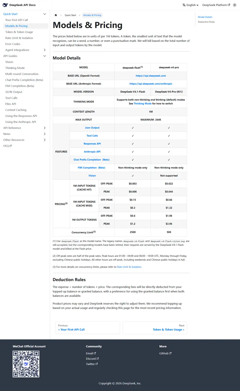 api-docs.deepseek.com/quick_start/pricing captured 2026-09-21: full Models & Pricing table — deepseek-flash vs deepse…