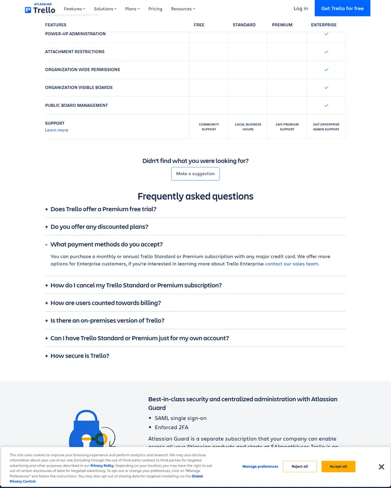 trello.com/pricing captured 2026-10-04 (US/USD): Free $0 for up to 10 collaborators per Workspace with unlimited card…