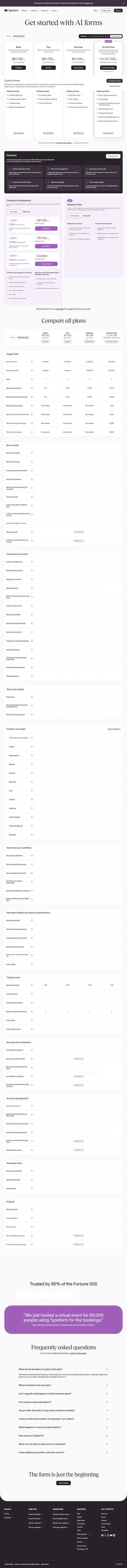 Typeform pricing tiers — cross-checked against 5 sources (September 2026)